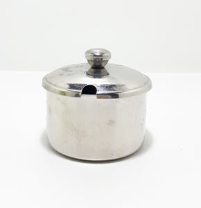 Vintage Lidded Stainless Steel Sugar Bowl