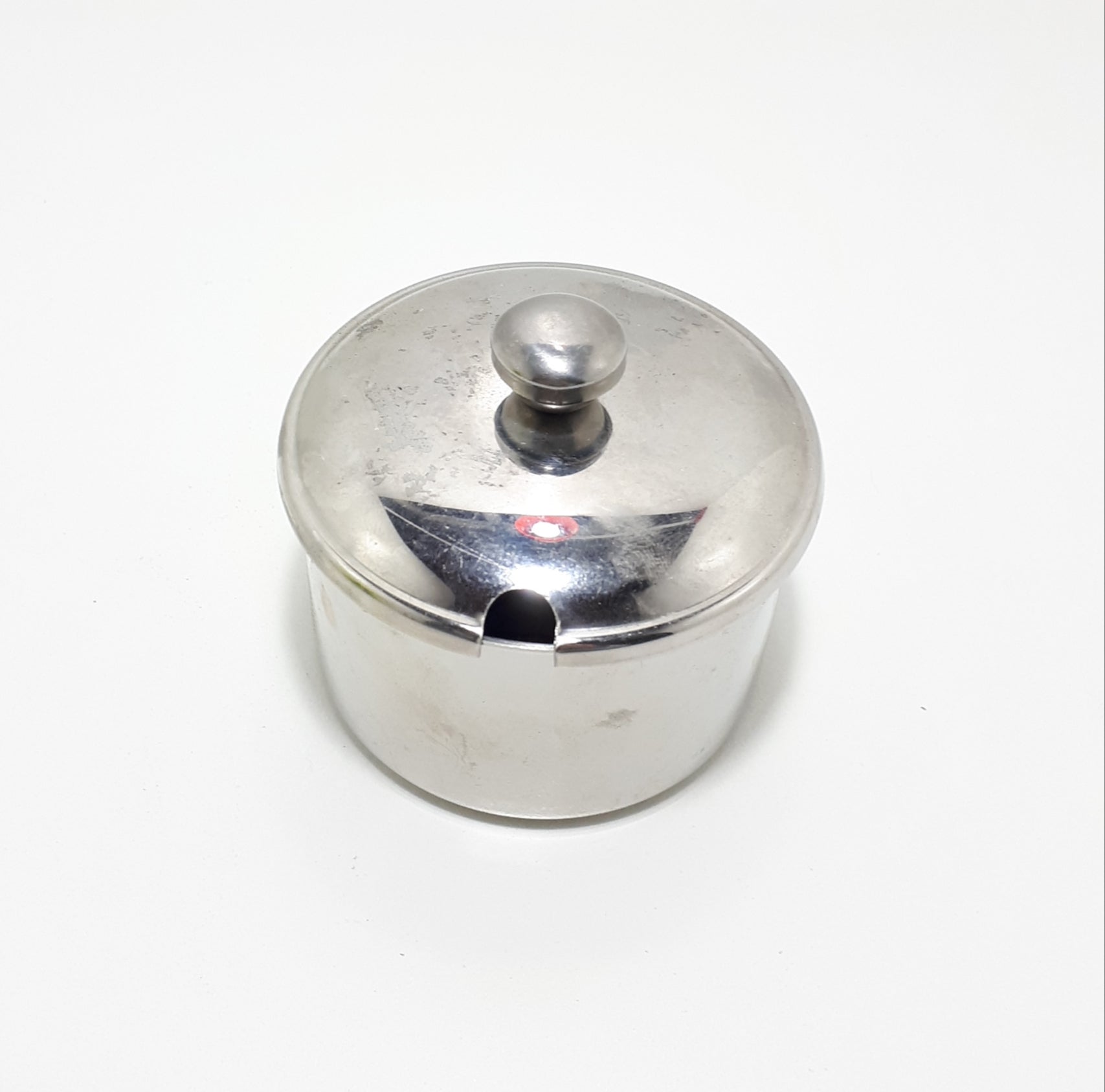 Vintage Lidded Stainless Steel Sugar Bowl
