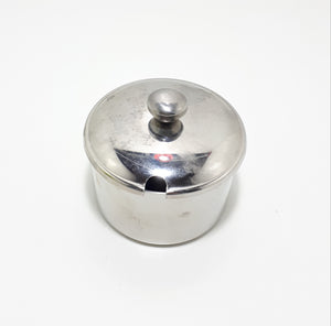 Vintage Lidded Stainless Steel Sugar Bowl