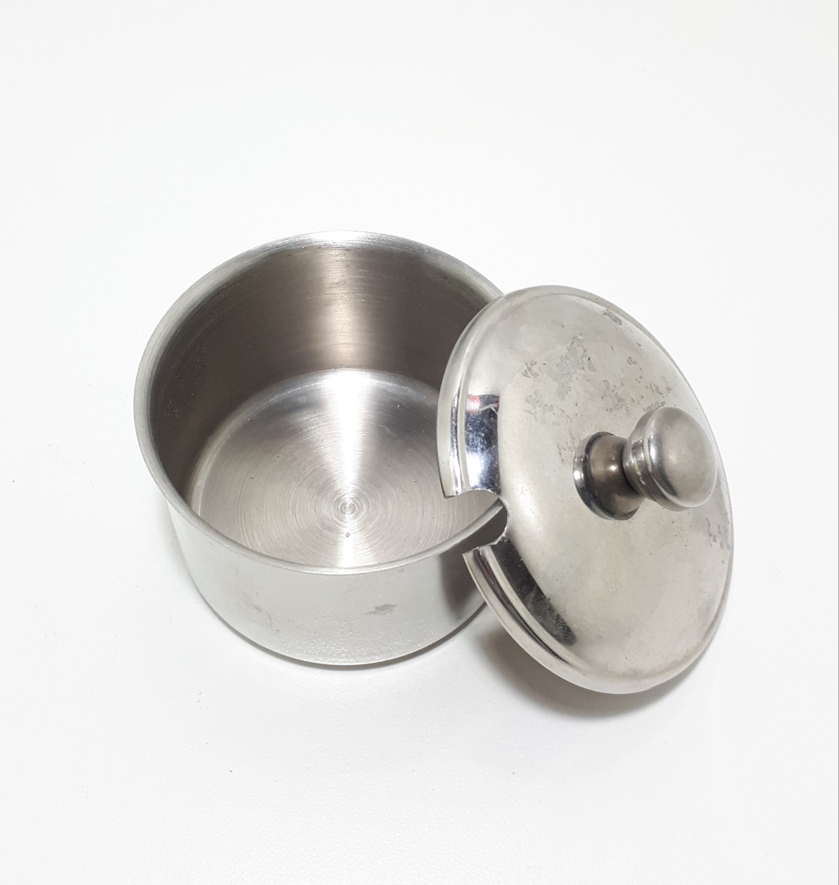 Vintage Lidded Stainless Steel Sugar Bowl