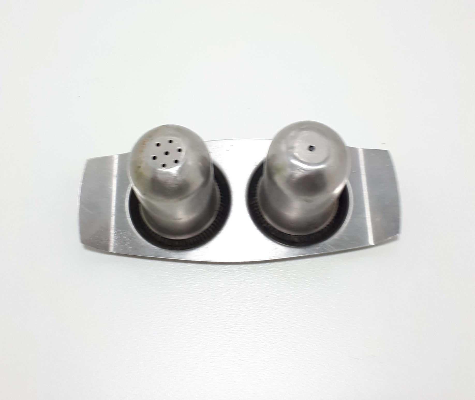 Vintage Stainless Steel Salt & Pepper Shaker With Tray