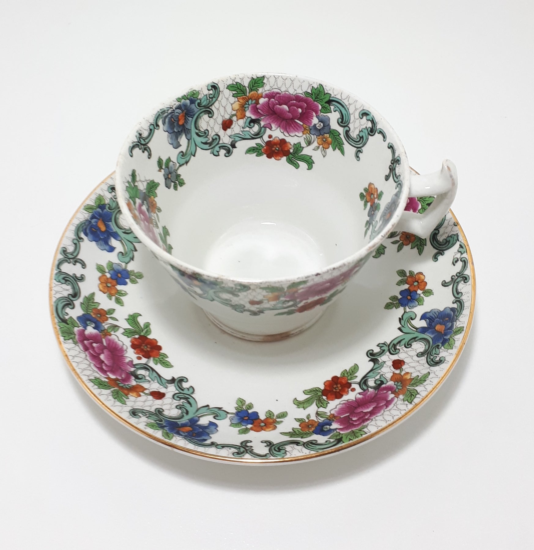 1930’s Large Booths Porcelain Tea Duo – Floradora pattern