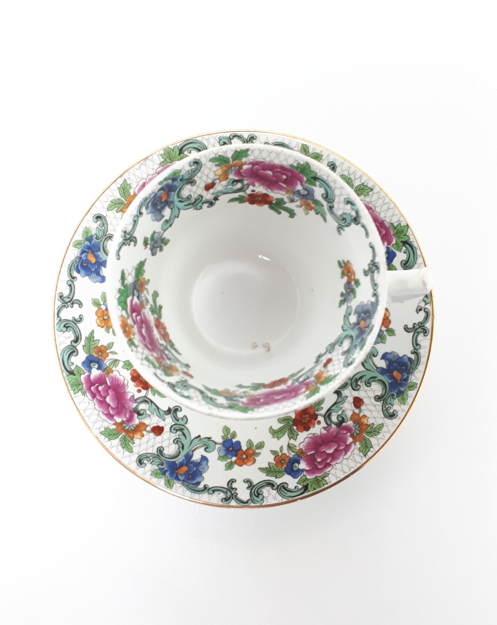 1930’s Large Booths Porcelain Tea Duo – Floradora pattern