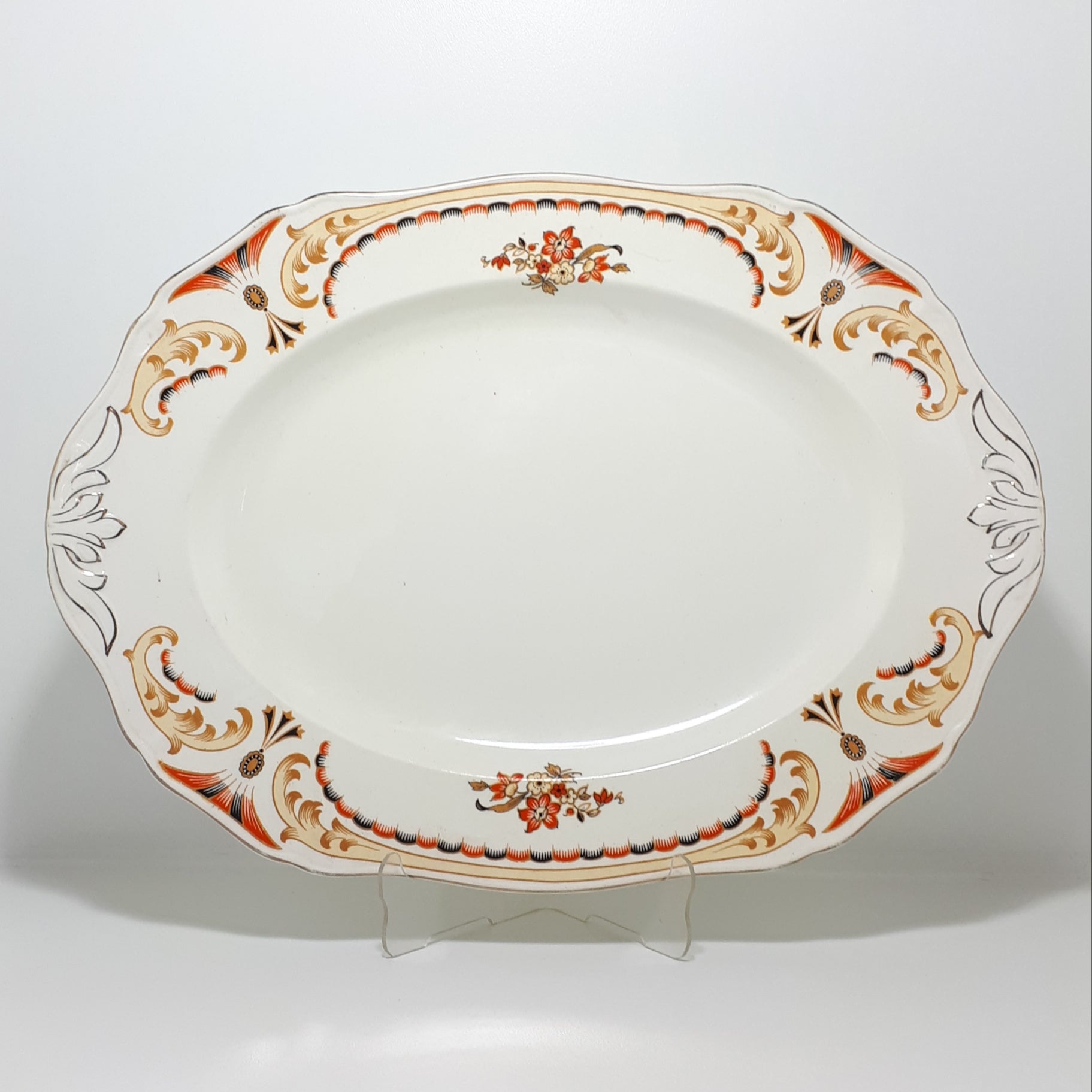 1930’s Rare Alfred Meakin, Tunstall, Fine Porcelain Serving Platter With Foyers Pattern