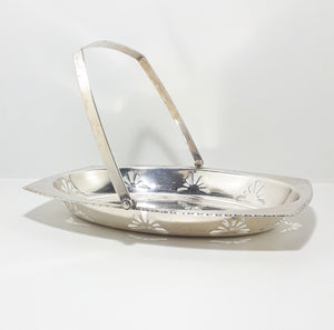 Silver Plated Swing Handled Vintage Presentation Basket