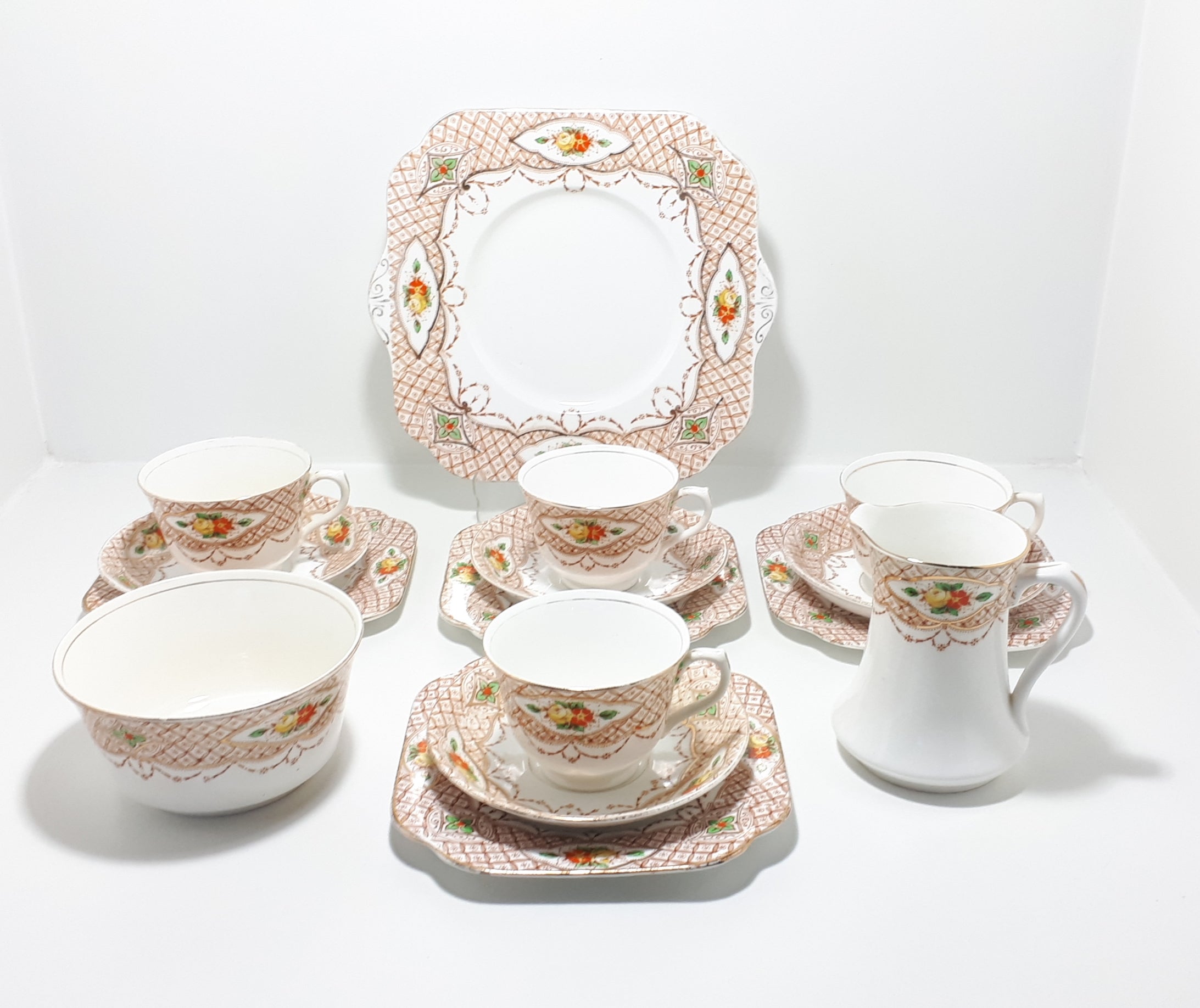 Possibly Antique (1909 – 1940) Osborne China England 15 Piece Tea Set – Wembley Pattern