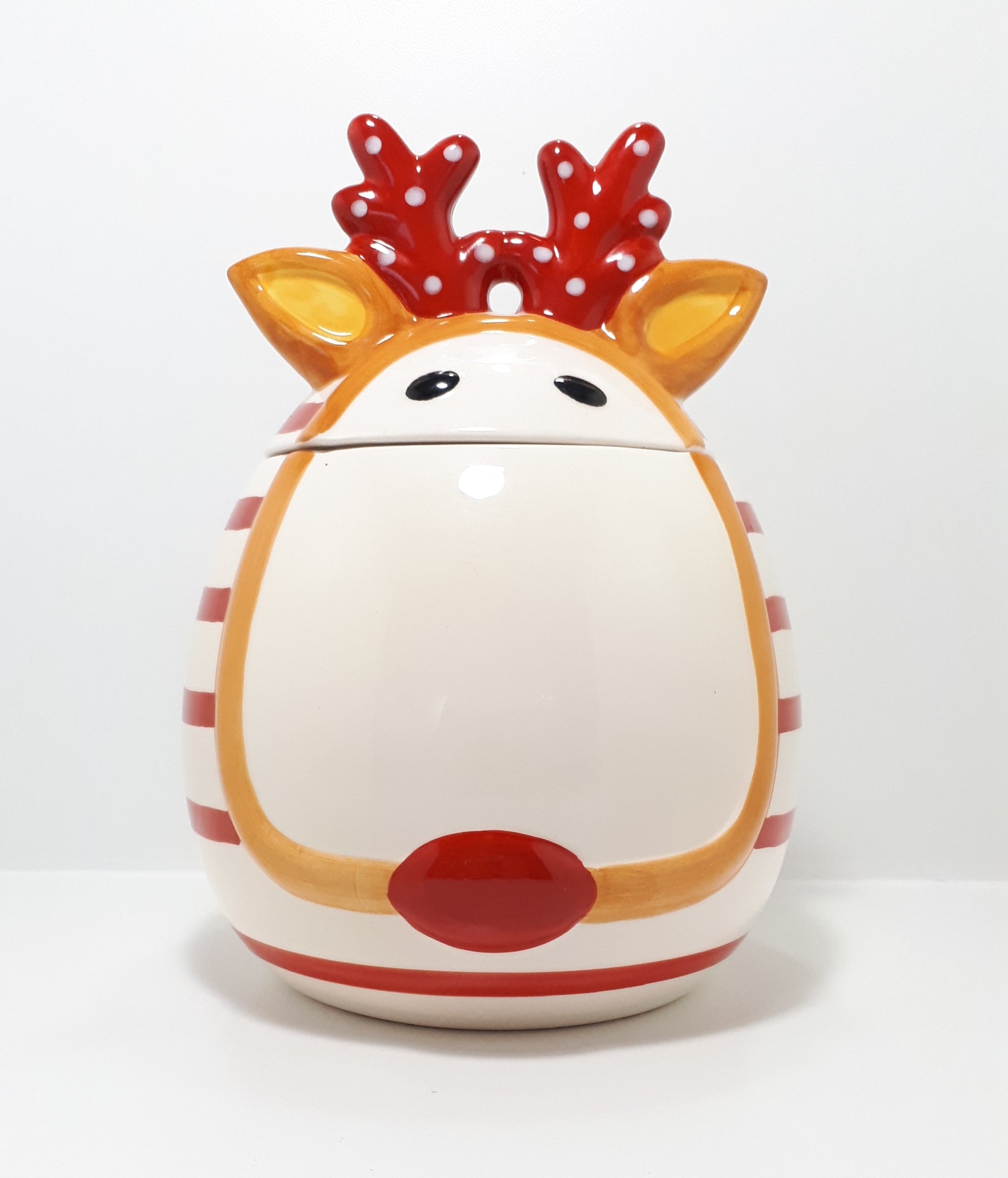2014 Woolworths Christmas Stoneware Biscuit Barrel – Rudolph The Red Nosed Reindeer