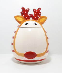 2014 Woolworths Christmas Stoneware Biscuit Barrel – Rudolph The Red Nosed Reindeer
