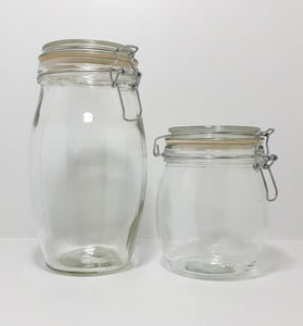 Set of 2 Glass Storage Jars With Wire Clips – Medium and Large