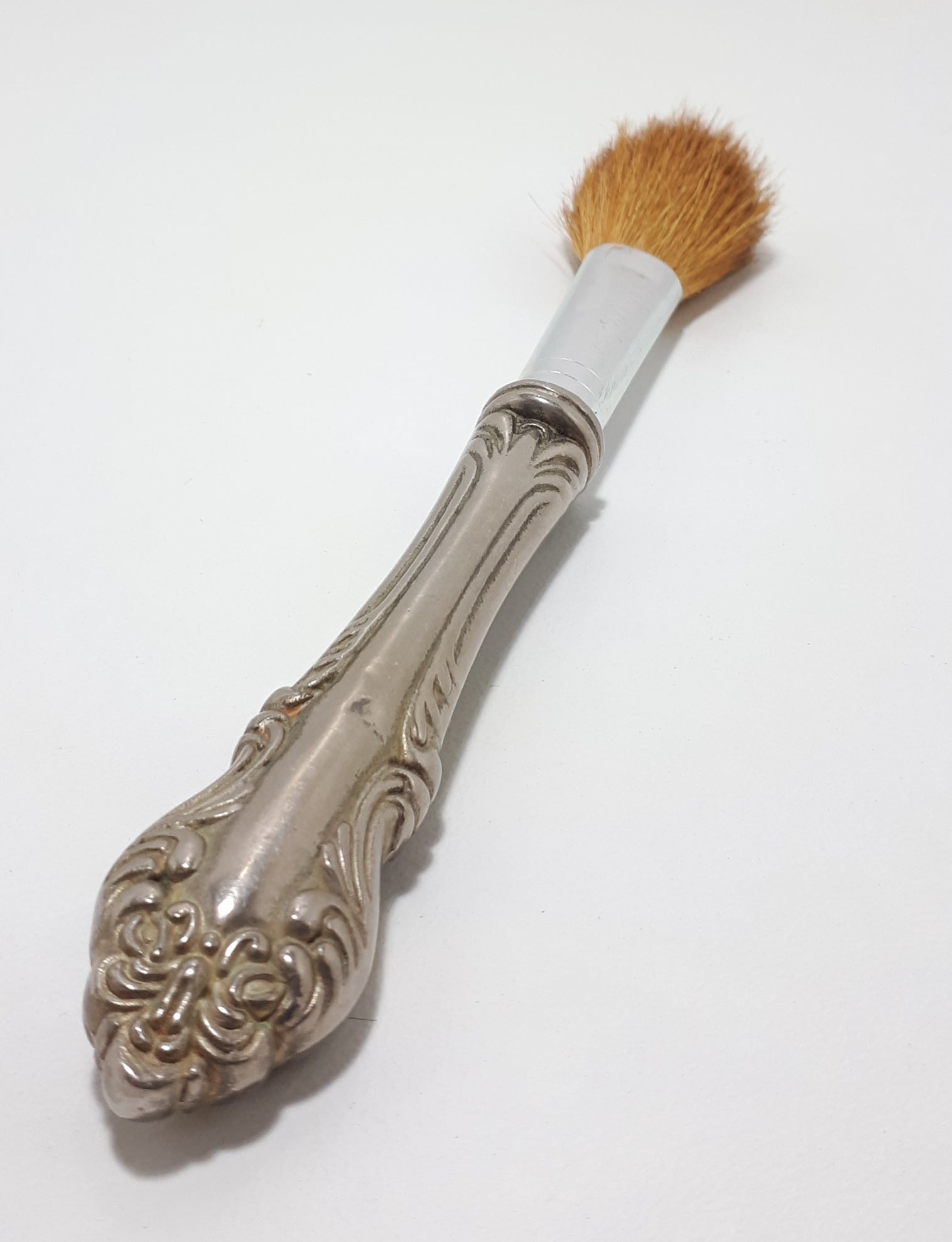 Crystal, Glass and Silver Plated Vanity Set – Powder Holder, Powder Brush & Bud Vase