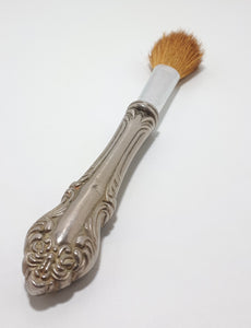 Crystal, Glass and Silver Plated Vanity Set – Powder Holder, Powder Brush & Bud Vase