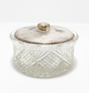 Crystal, Glass and Silver Plated Vanity Set – Powder Holder, Powder Brush & Bud Vase
