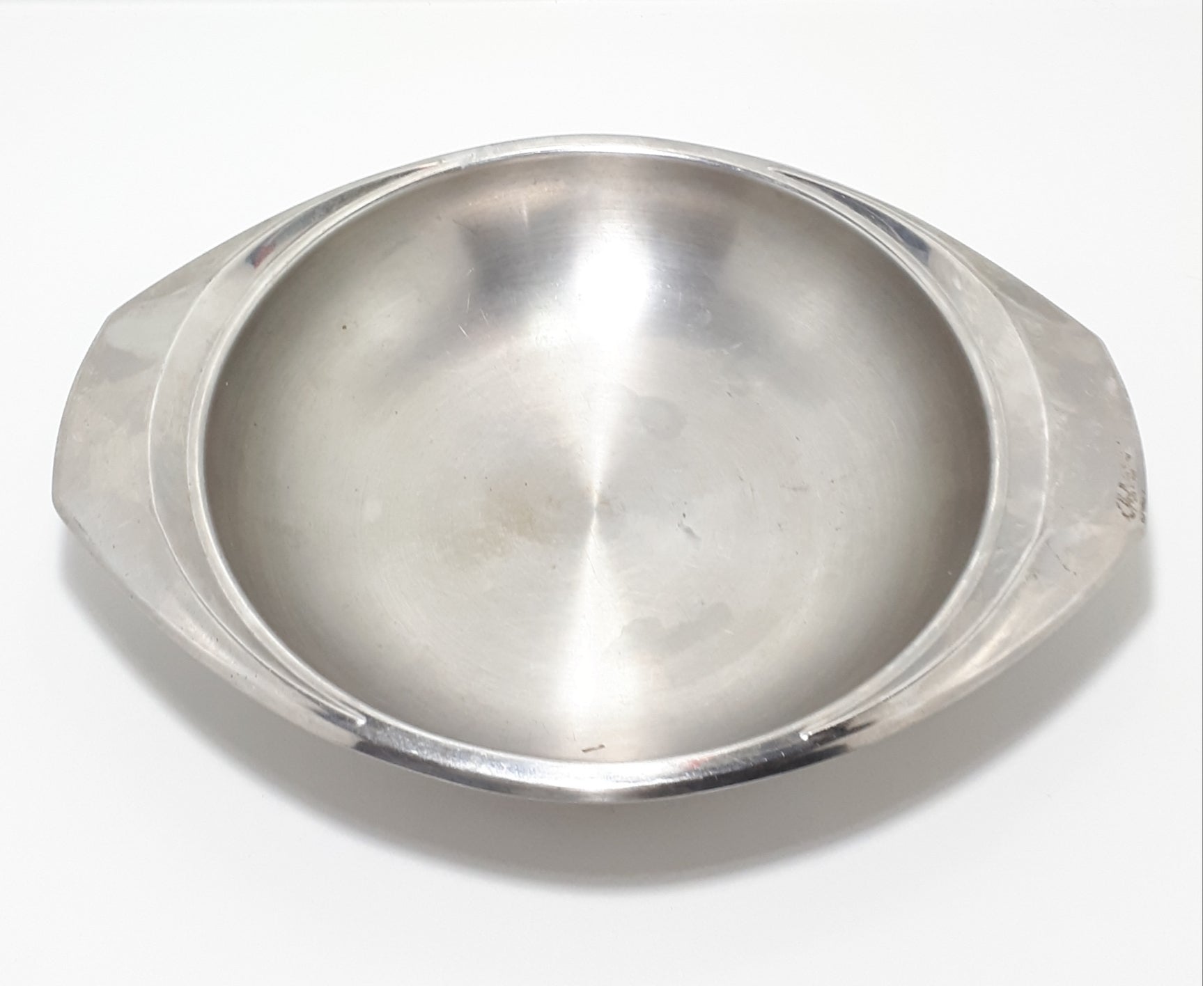 Vintage Stainless Steel Round Serving Dish