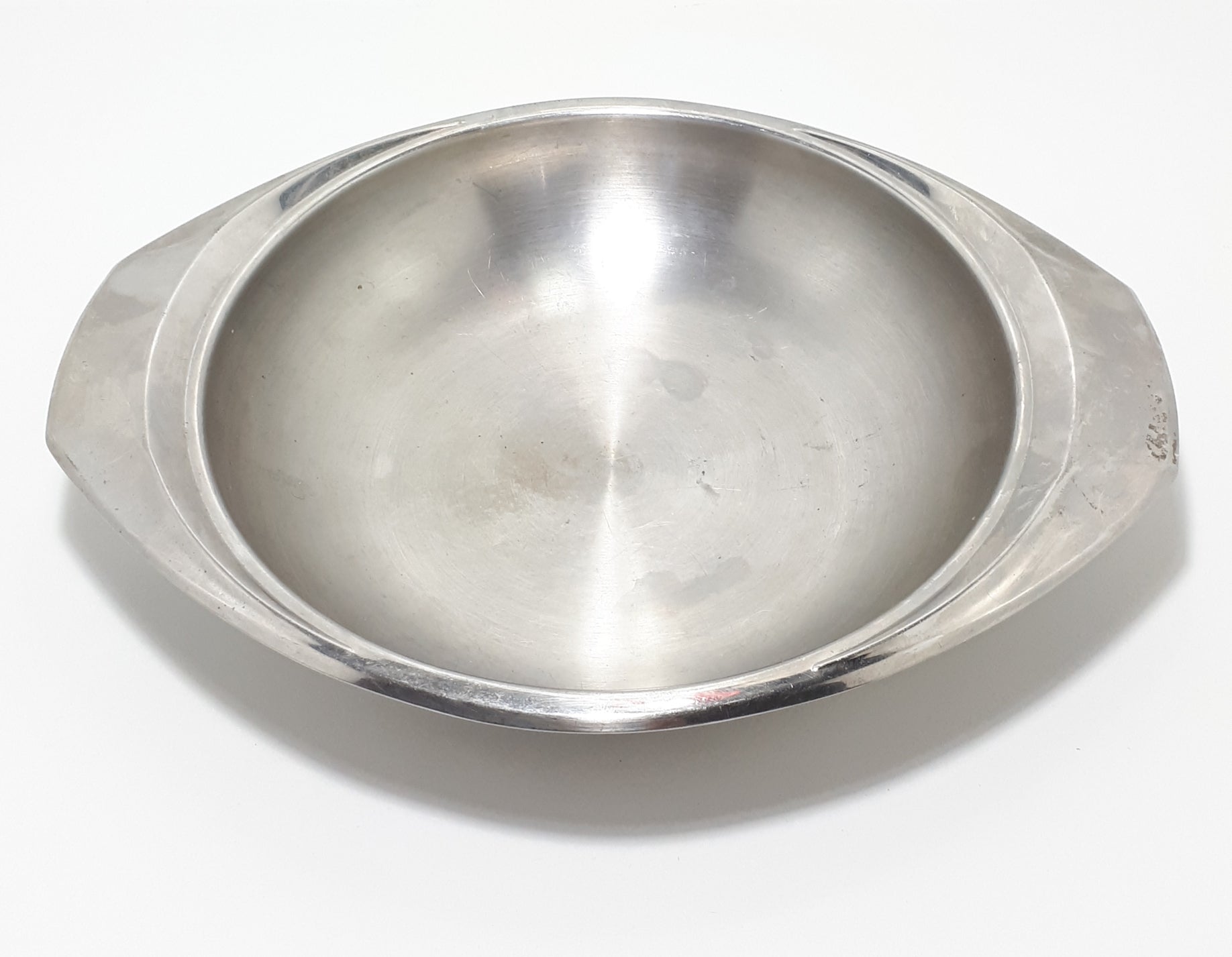 Vintage Stainless Steel Round Serving Dish