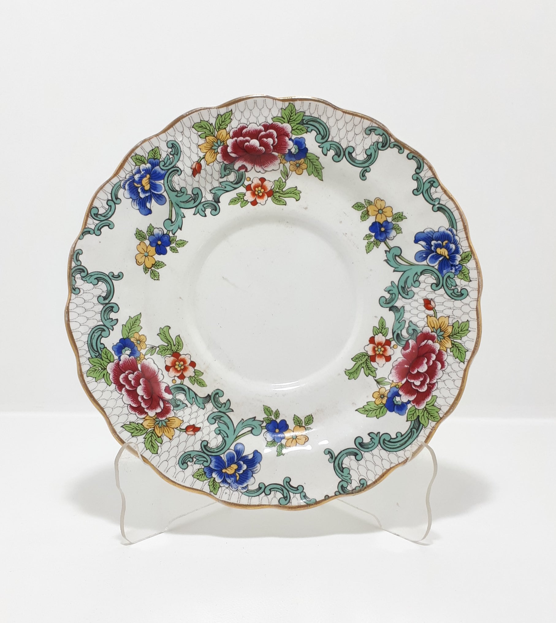 1930’s Rare Booths Porcelain Scalloped Rim Saucer – Floradora Pattern
