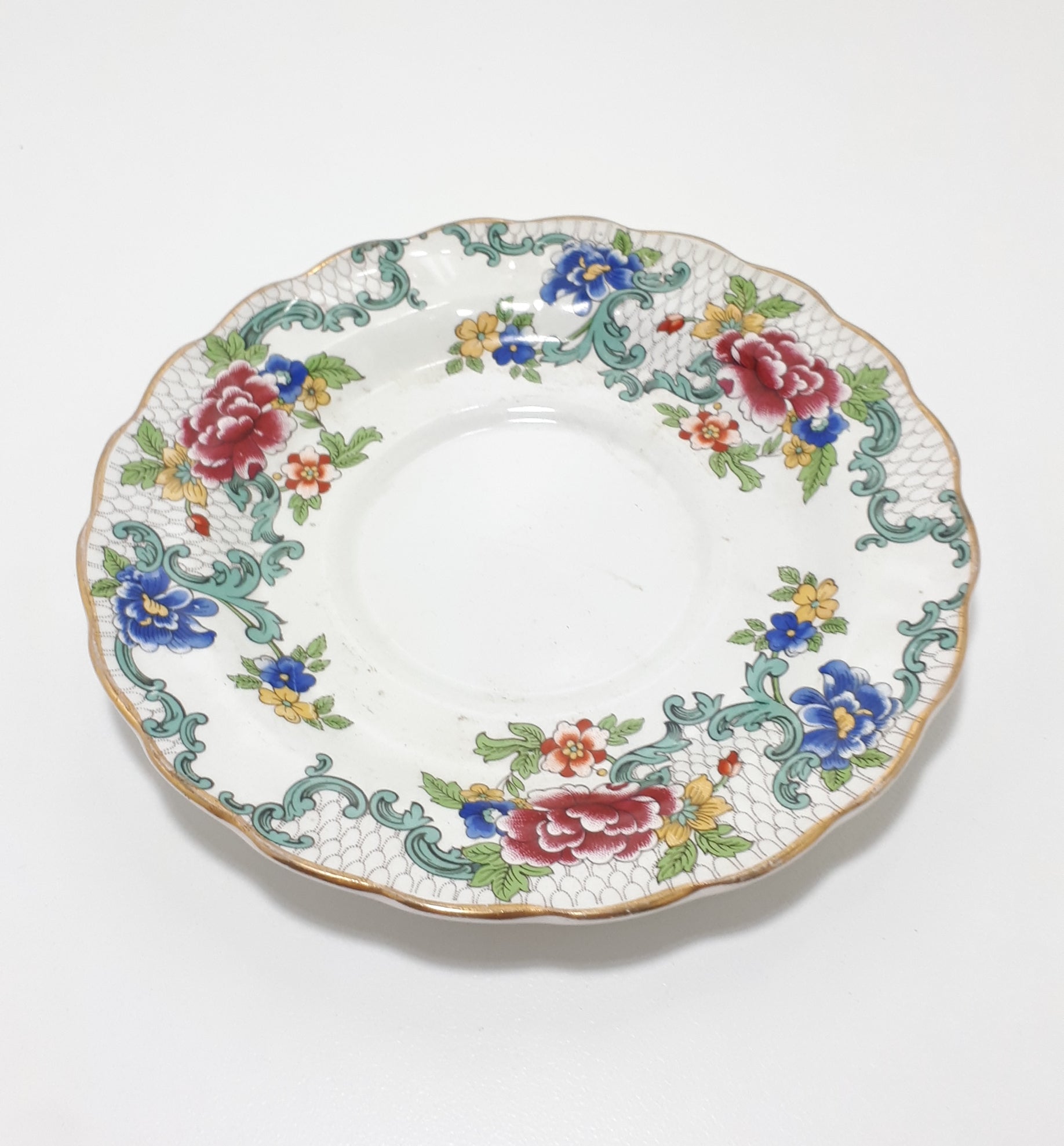 1930’s Rare Booths Porcelain Scalloped Rim Saucer – Floradora Pattern