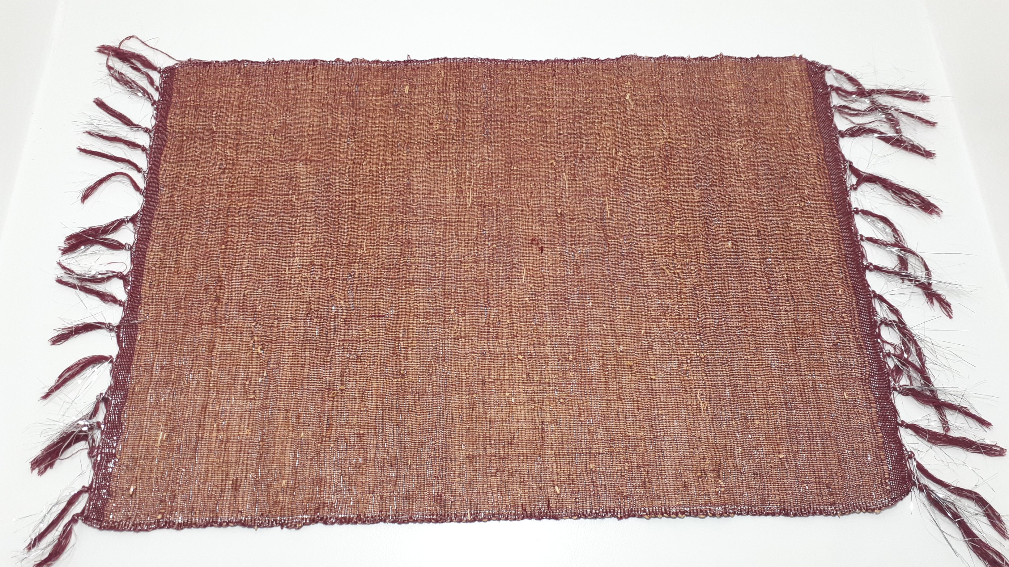 Set of 8 Reversible Burgundy & Gold Table Placemats With Silver Tinsel