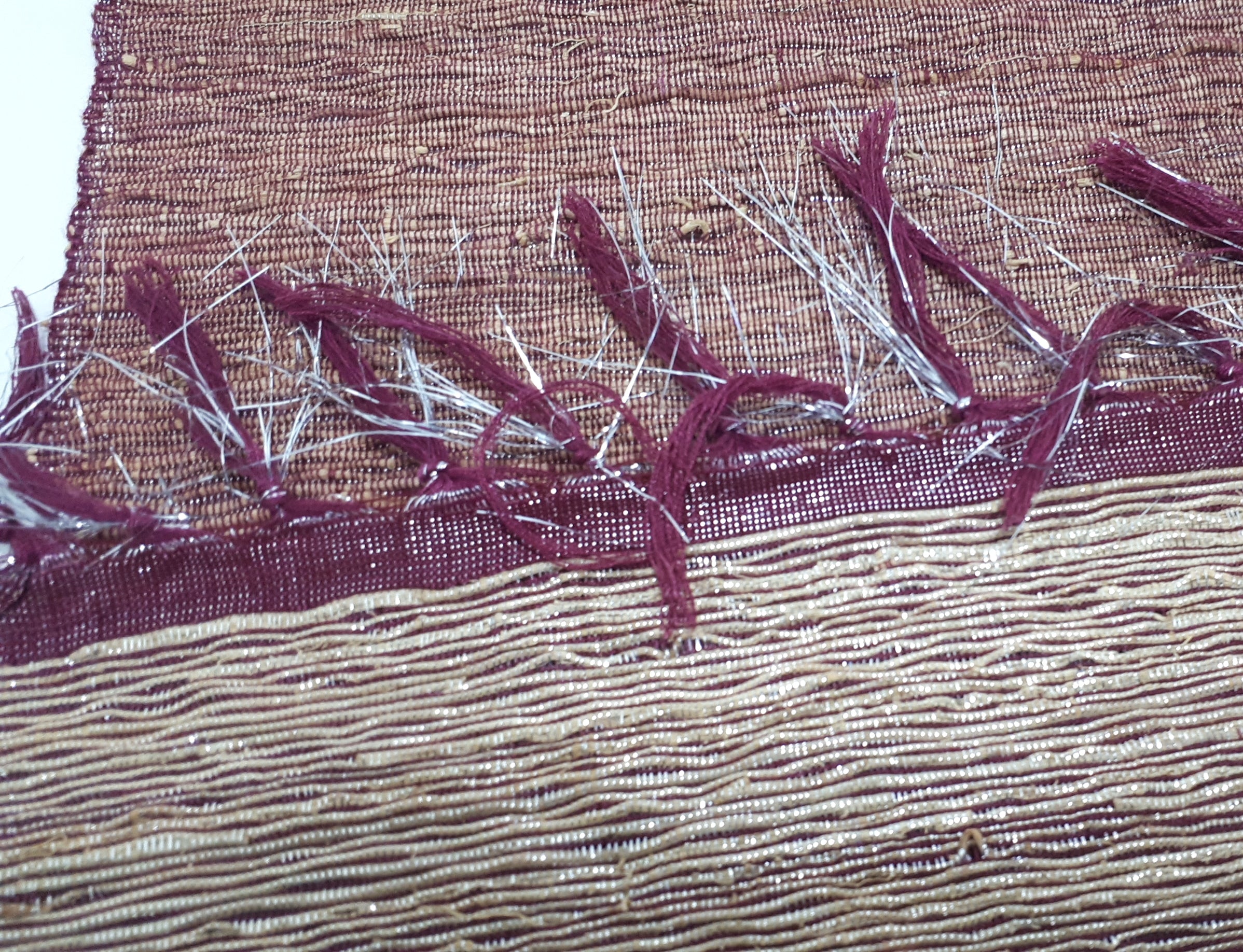 Set of 8 Reversible Burgundy & Gold Table Placemats With Silver Tinsel