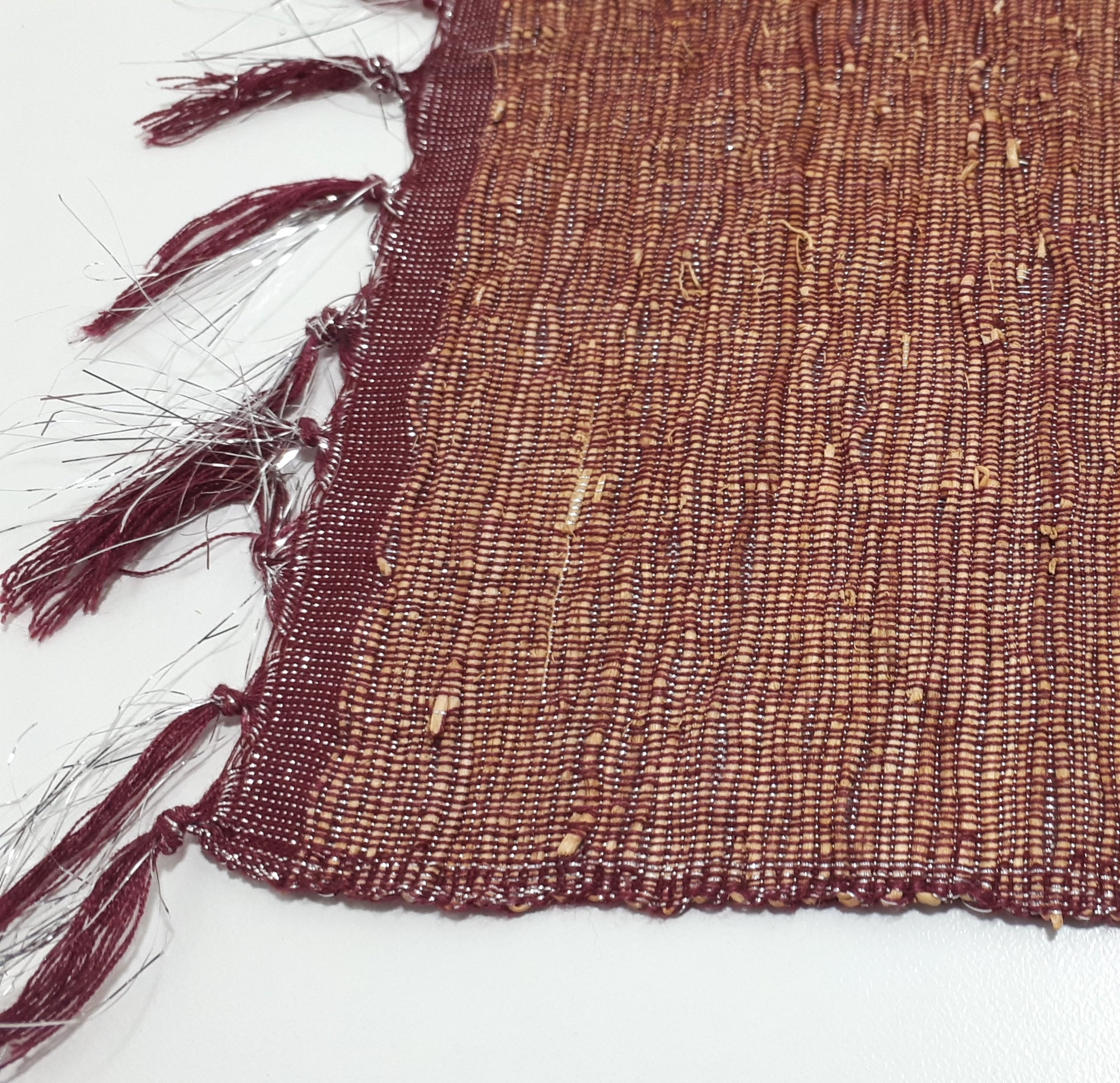Set of 8 Reversible Burgundy & Gold Table Placemats With Silver Tinsel