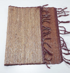 Set of 8 Reversible Burgundy & Gold Table Placemats With Silver Tinsel