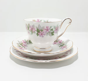 Vintage (1960’s) Queen Anne Bone China (Shore & Coggins Ltd.) Tea Trio - Cup, Saucer & Tea Plate – Genevieve Pattern