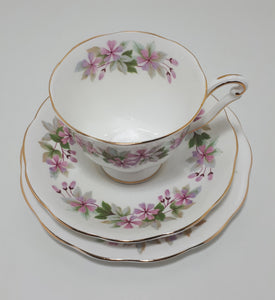 Vintage (1960’s) Queen Anne Bone China (Shore & Coggins Ltd.) Tea Trio - Cup, Saucer & Tea Plate – Genevieve Pattern