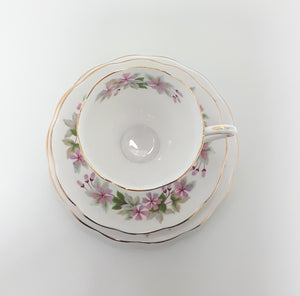 Vintage (1960’s) Queen Anne Bone China (Shore & Coggins Ltd.) Tea Trio - Cup, Saucer & Tea Plate – Genevieve Pattern