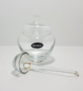 Ernst Rosenthal Fat Belly & Heavy Bottom Crystal Glass Lidded Jam Jar & Glass Ladle
