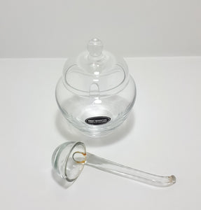 Ernst Rosenthal Fat Belly & Heavy Bottom Crystal Glass Lidded Jam Jar & Glass Ladle