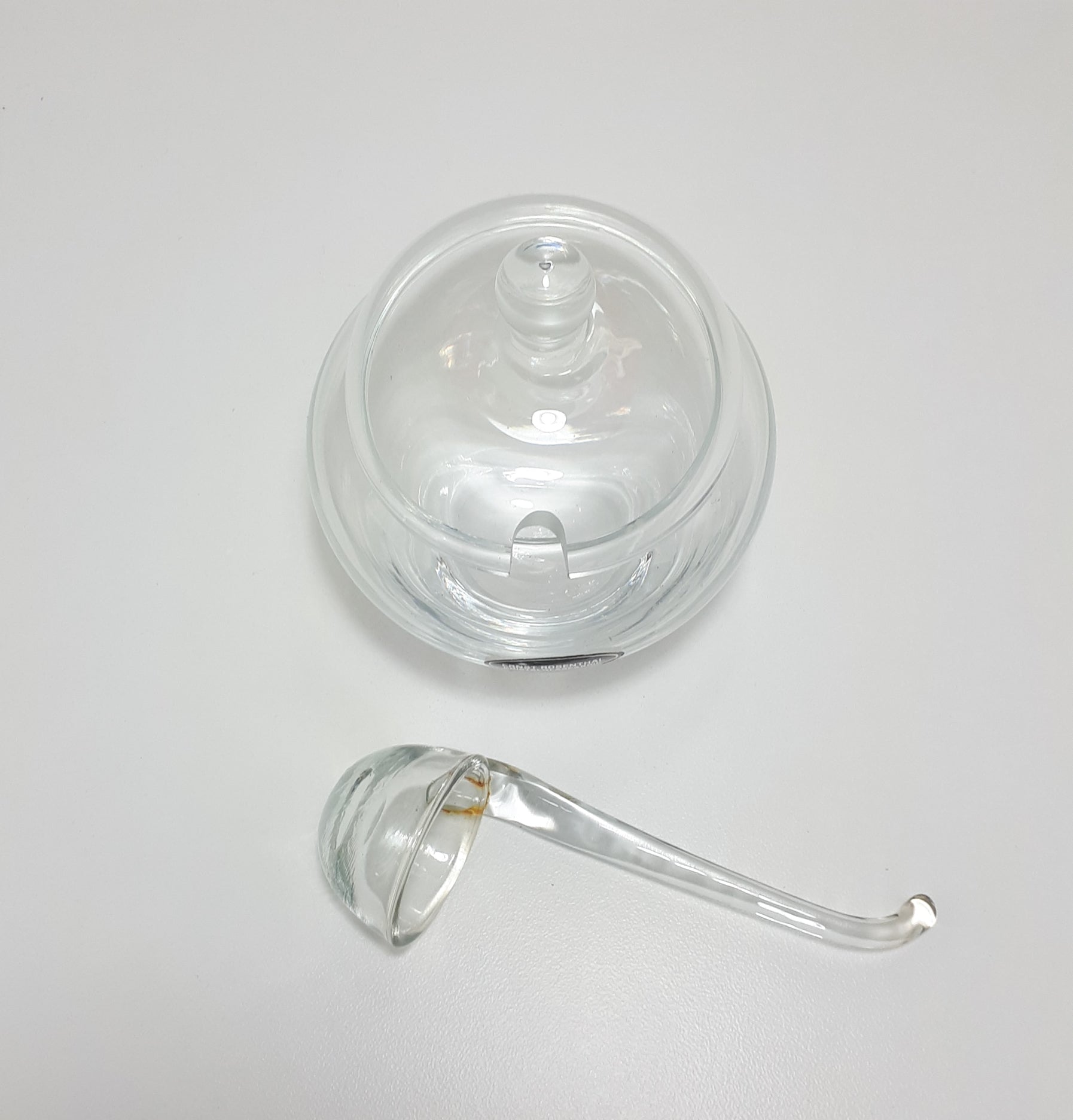 Ernst Rosenthal Fat Belly & Heavy Bottom Crystal Glass Lidded Jam Jar & Glass Ladle