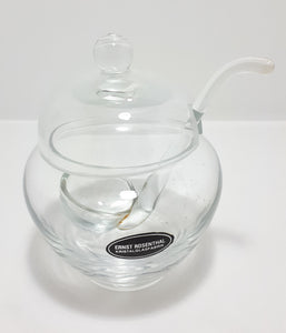 Ernst Rosenthal Fat Belly & Heavy Bottom Crystal Glass Lidded Jam Jar & Glass Ladle