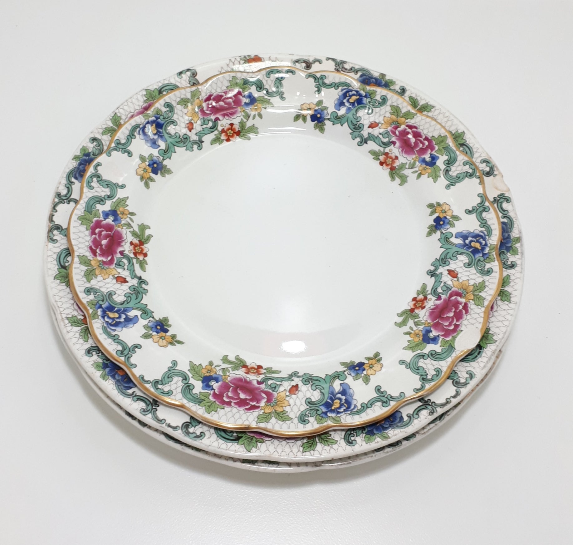 Set of 3 Booths Porcelain Plates – Floradora Pattern