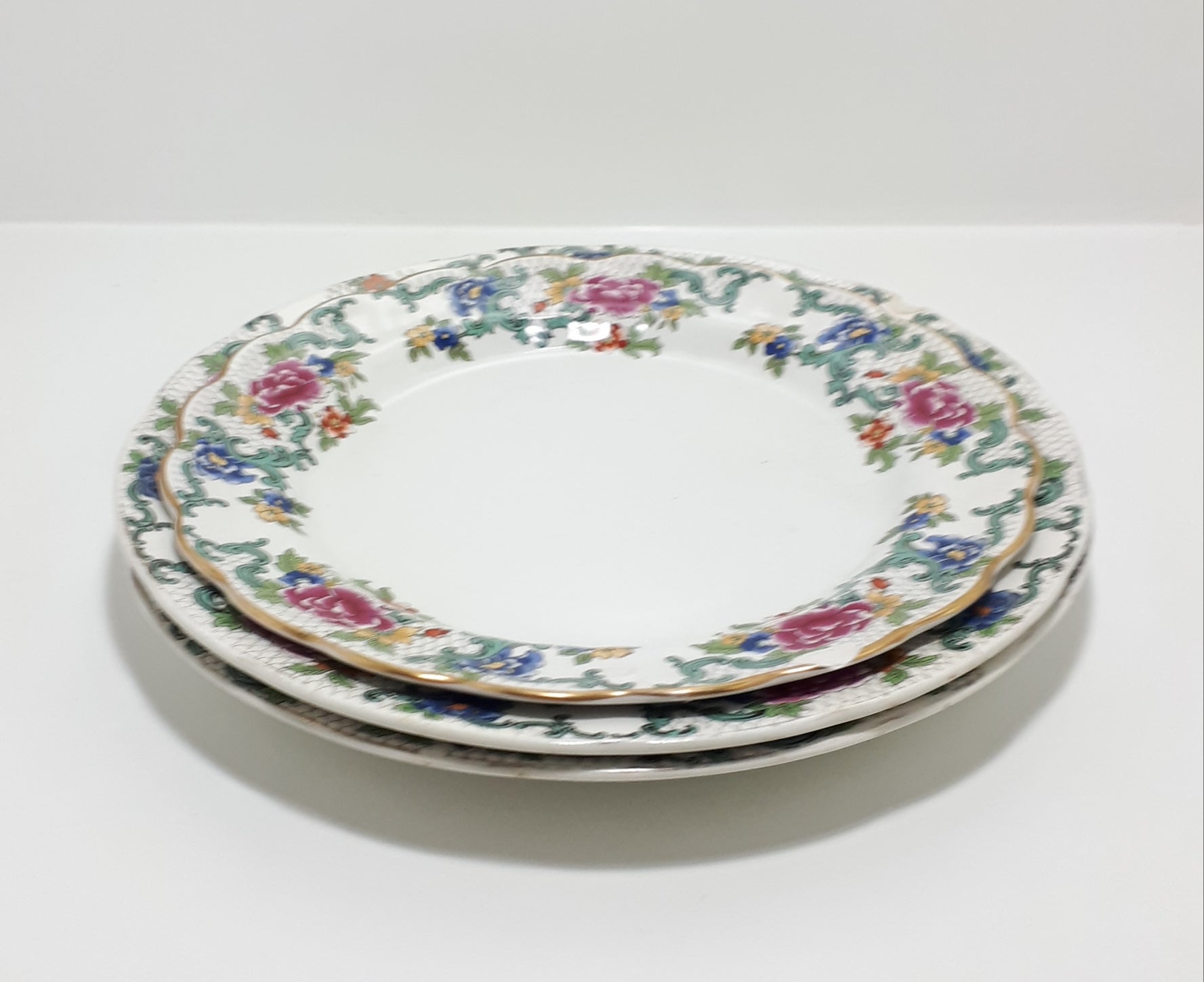 Set of 3 Booths Porcelain Plates – Floradora Pattern