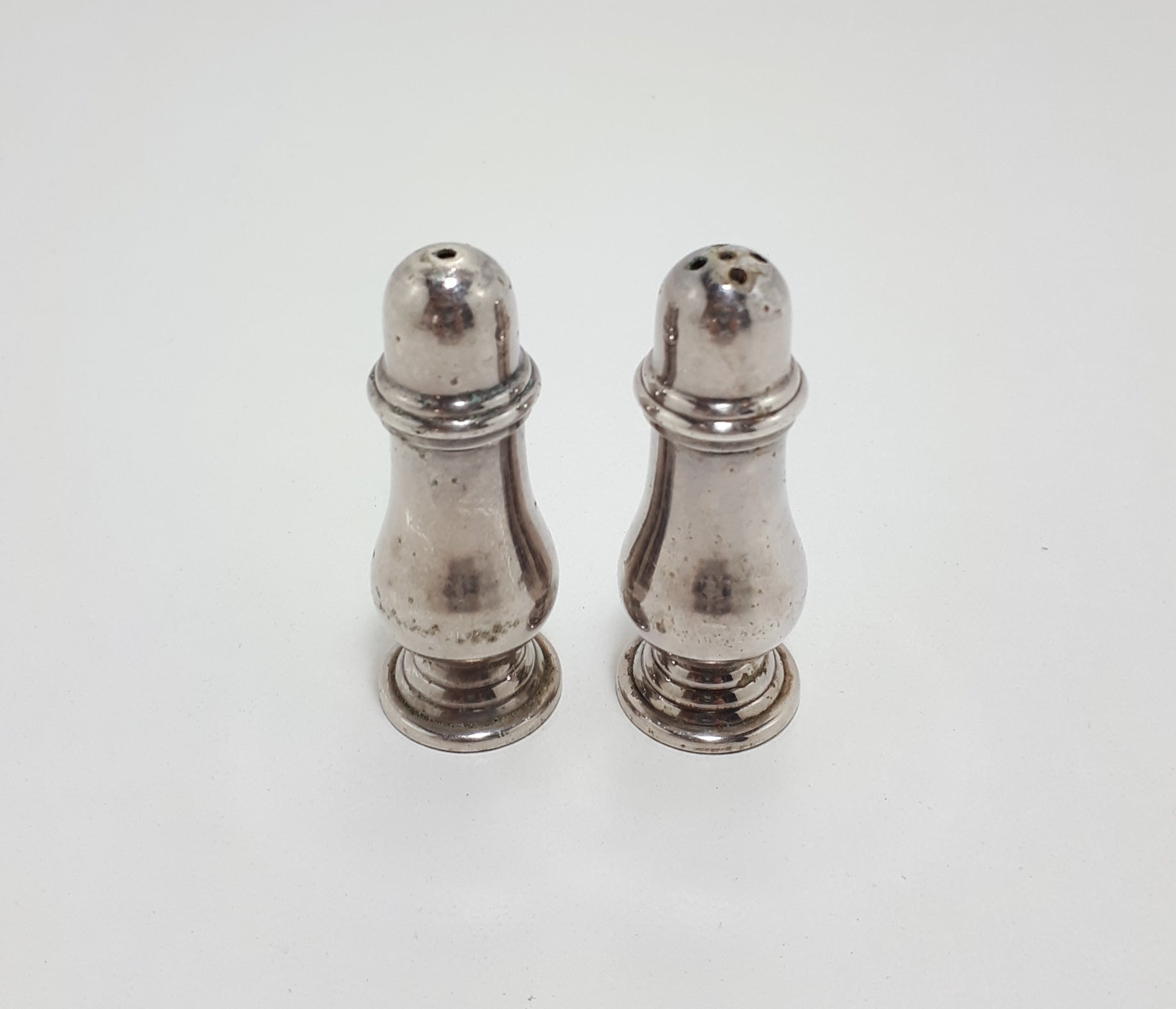Vintage Tiny Silver Plated Salt & Pepper Shaker Set