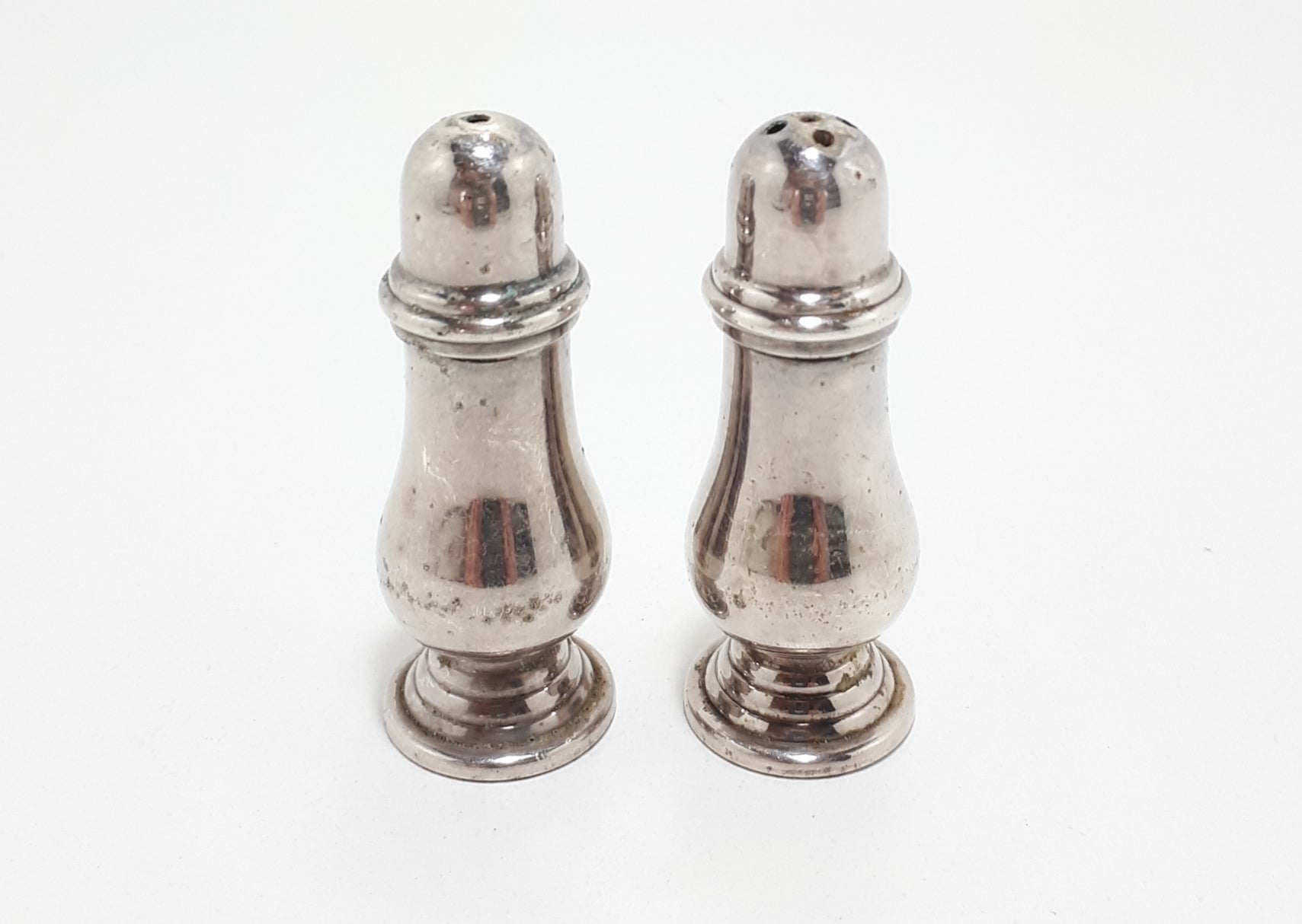 Vintage Tiny Silver Plated Salt & Pepper Shaker Set