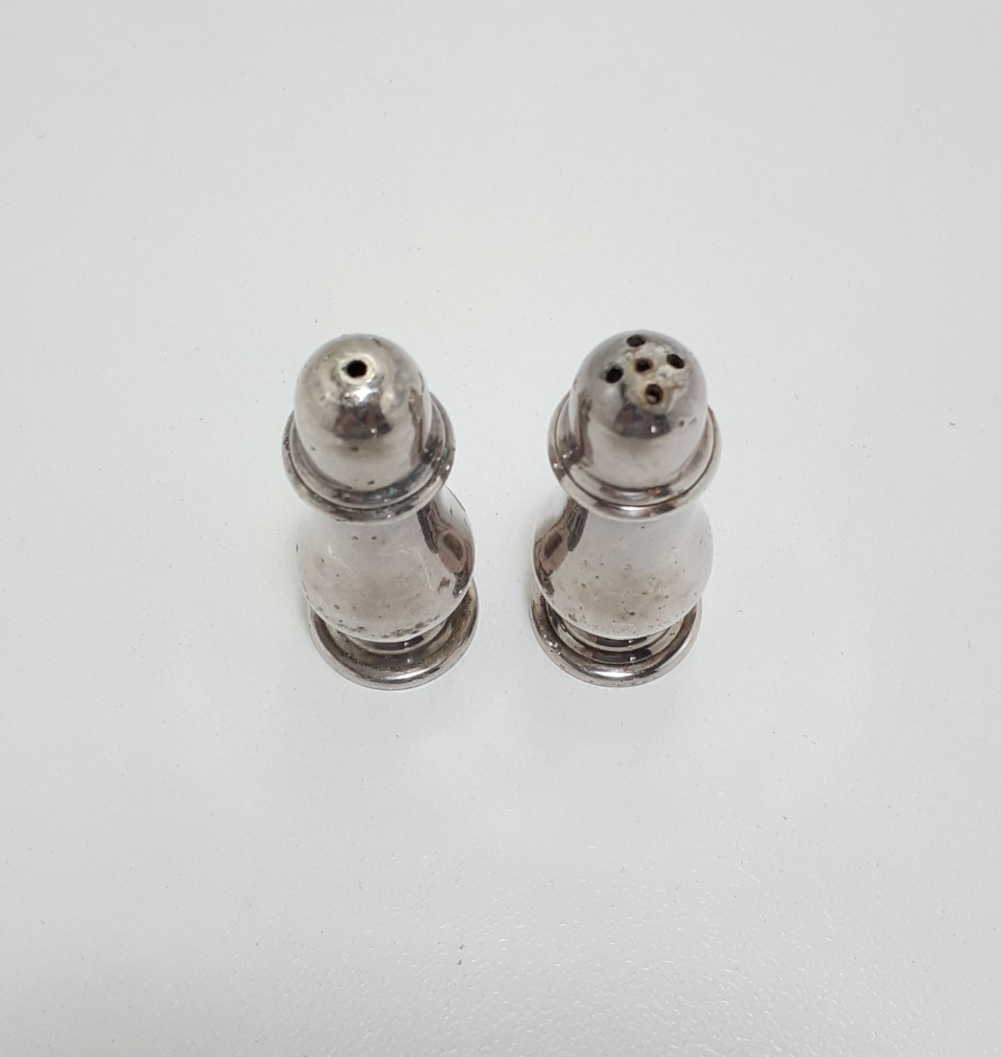 Vintage Tiny Silver Plated Salt & Pepper Shaker Set