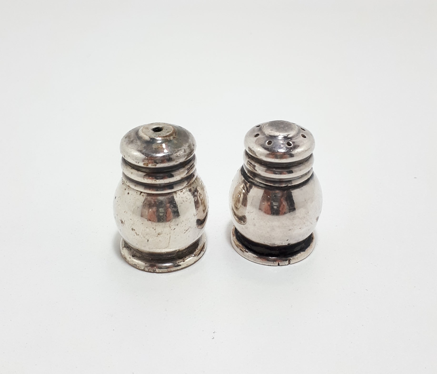 Vintage Tiny Silver Plated Salt & Pepper Shaker Set