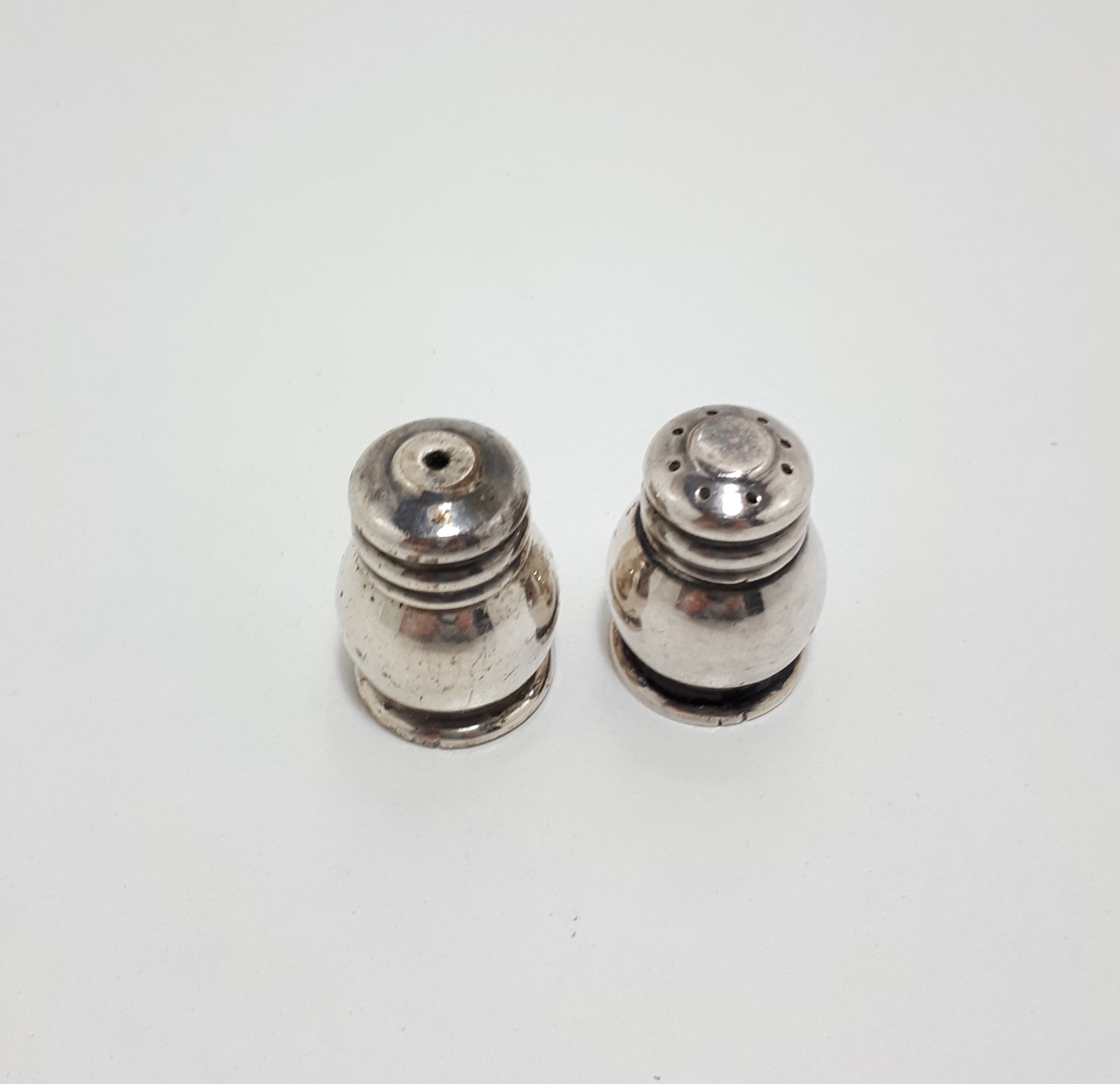Vintage Tiny Silver Plated Salt & Pepper Shaker Set