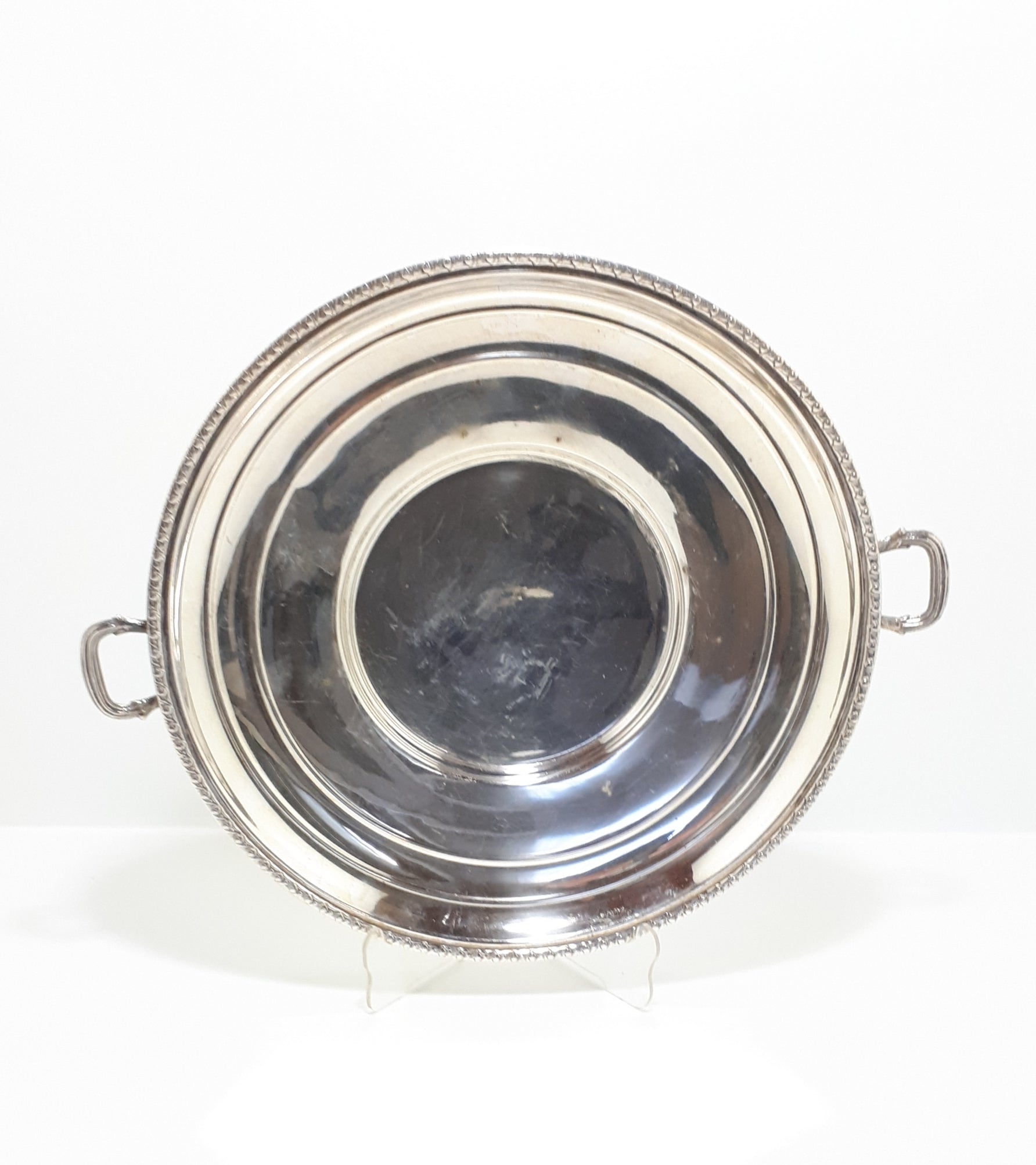 Vintage Silver Plated Round Seranco Serving Plate With Handles