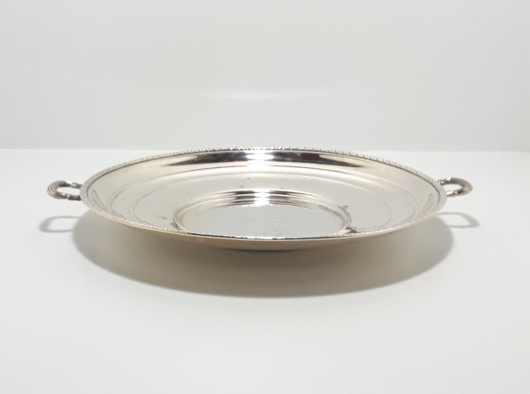 Vintage Silver Plated Round Seranco Serving Plate With Handles