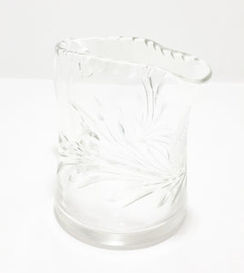 Vintage Clear Crystal Rose &amp; Leaf Cut Creamer With Patterned Rim