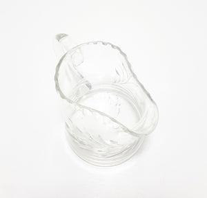 Vintage Clear Crystal Rose &amp; Leaf Cut Creamer With Patterned Rim