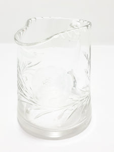 Vintage Clear Crystal Rose &amp; Leaf Cut Creamer With Patterned Rim