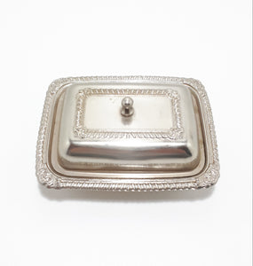 Small Silver Plated Lidded Butter Dish With Glass Liner