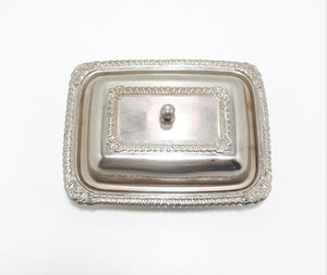 Small Silver Plated Lidded Butter Dish With Glass Liner