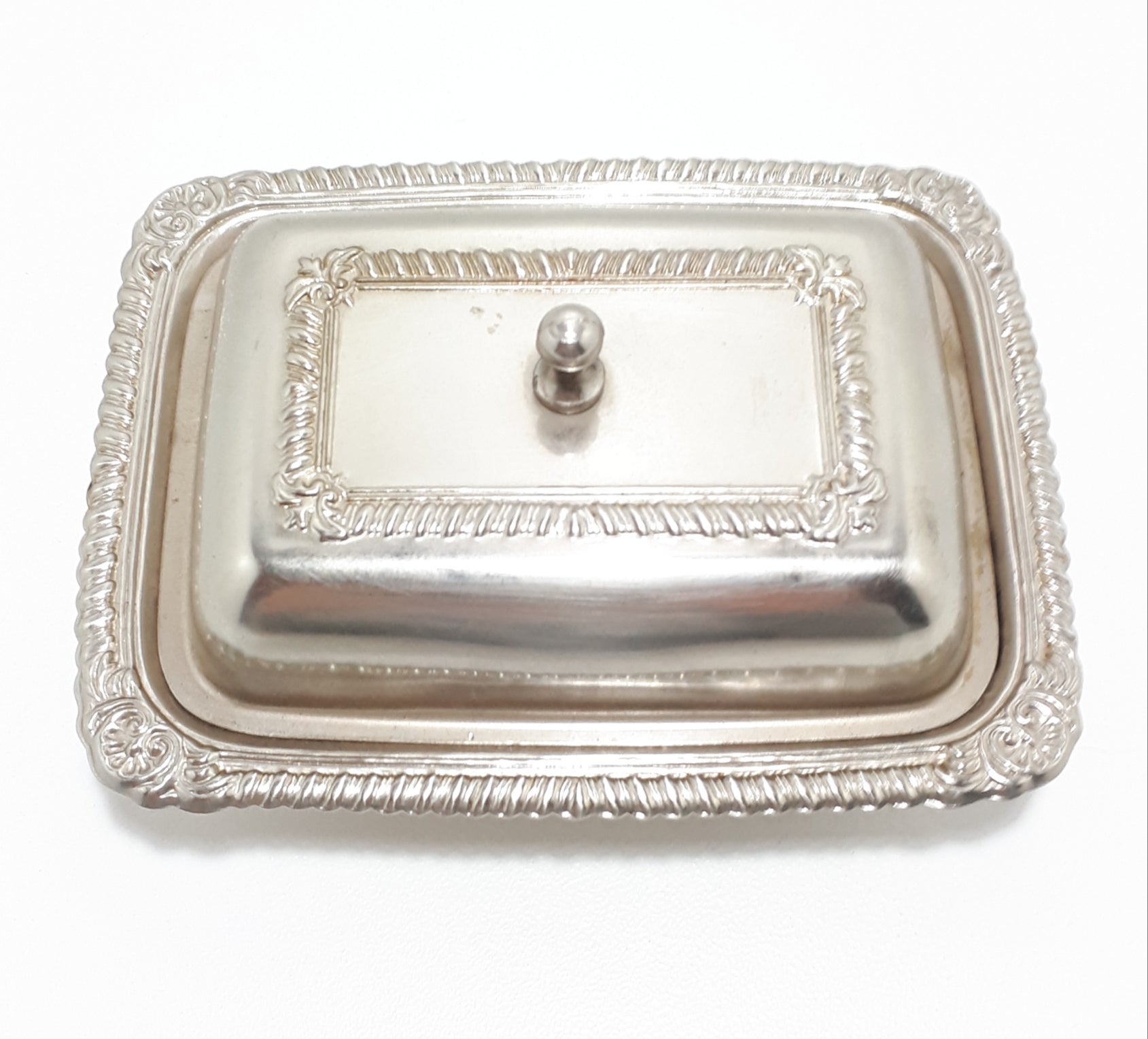 Small Silver Plated Lidded Butter Dish With Glass Liner