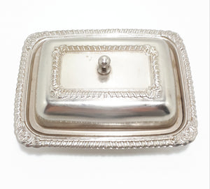 Small Silver Plated Lidded Butter Dish With Glass Liner