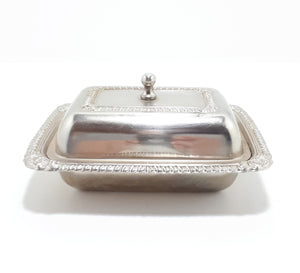 Small Silver Plated Lidded Butter Dish With Glass Liner