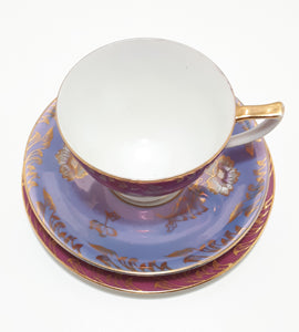 Maurine China Tea Trio In Magenta, Purple & Gold
