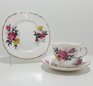Royal Vale Tea Trio With Yellow & Pink Roses